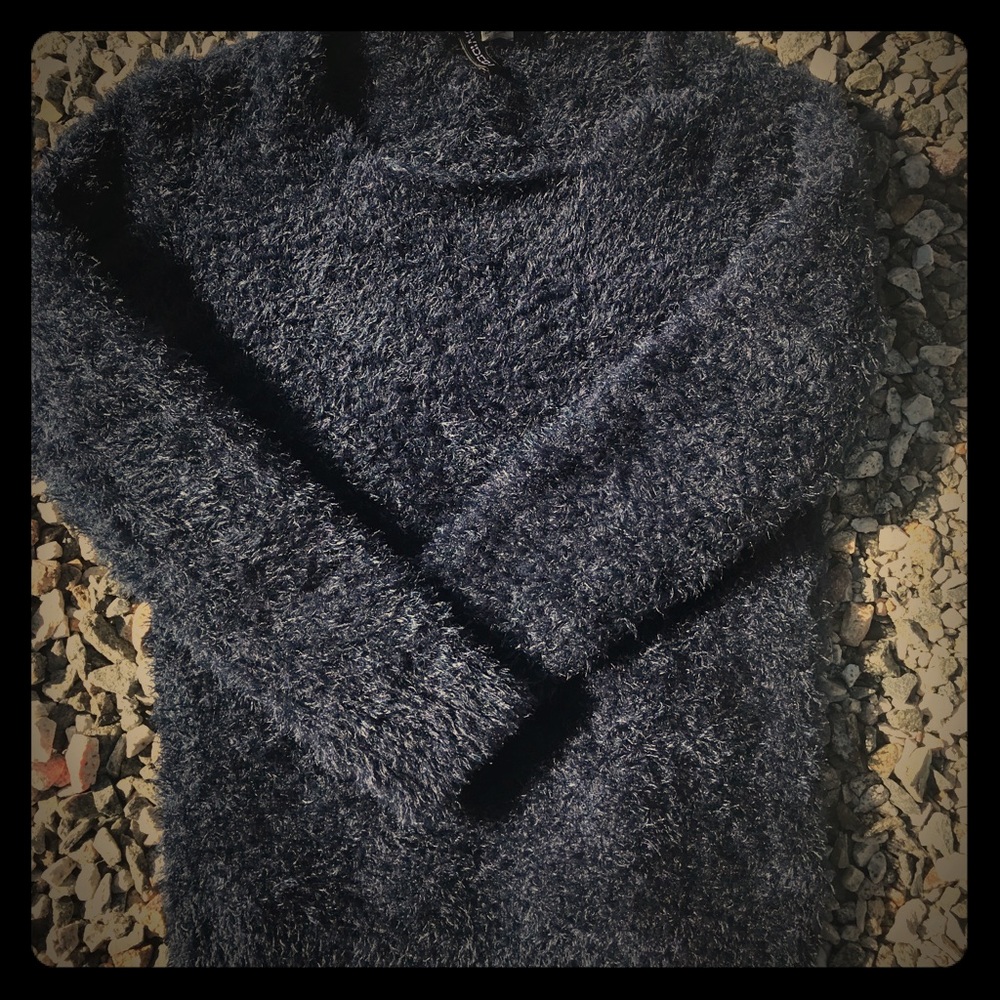 Divided Fuzzy Navy Blue Sweater